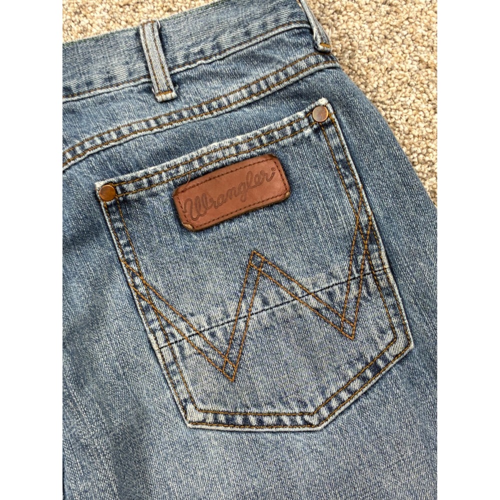 Wrangler Retro Slim Straight Mens Jeans 33x34 Blue Denim 1088MWZDK #0879